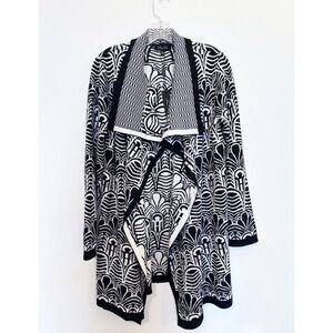 Melissa Paige Black and White Open Cardigan-Size Medium With Art Deco Design
